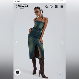 Jaded London DENIM MIDI DRESS IN BLUE